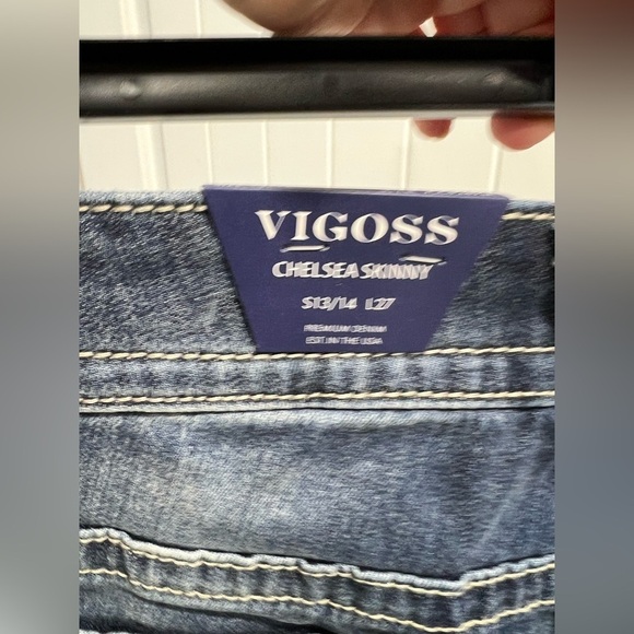 NEW NWT VIGOSS‎ Chelsea skinny Distressed Jeans 13/14 x27 - Picture 4 of 9